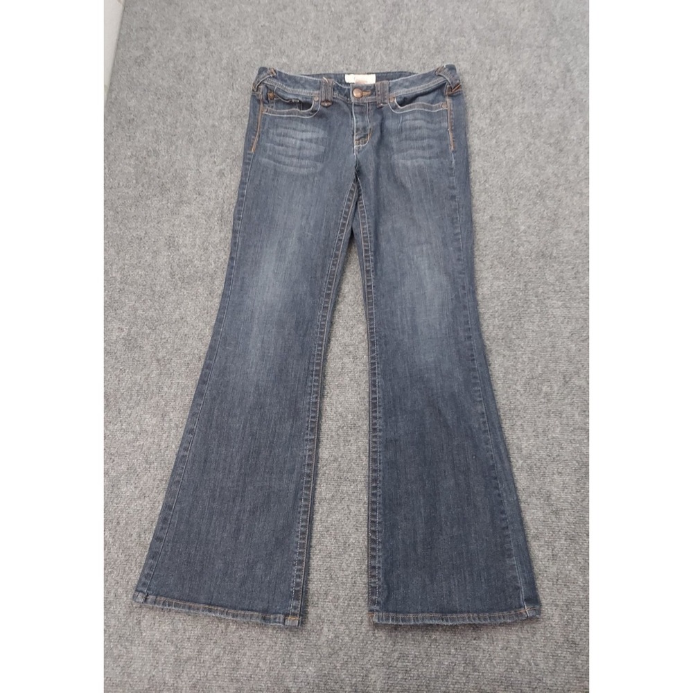 Candies Flare Low Rise Jeans Womens 9‎ Blue Y2K Stretch Embroidered Pockets Boho